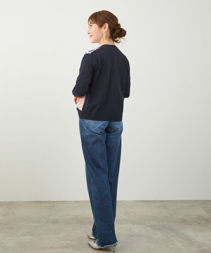 手洗い可 日本製 アンサンブル対応 秋冬春 長袖 可愛い 上品 きれいめ オフィス 柄 フェミニン ジョイントスペース