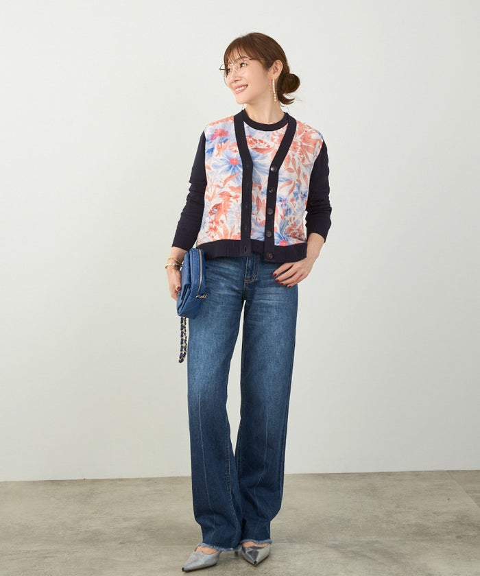 手洗い可 日本製 アンサンブル対応 秋冬春 長袖 可愛い 上品 きれいめ オフィス 柄 フェミニン ジョイントスペース