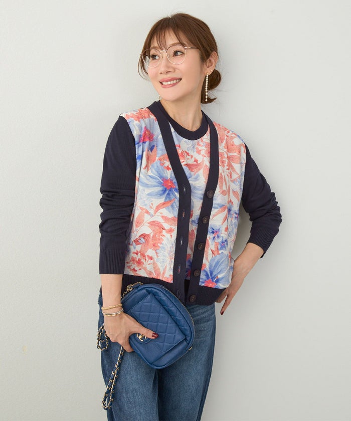 手洗い可 日本製 アンサンブル対応 秋冬春 長袖 可愛い 上品 きれいめ オフィス 柄 フェミニン ジョイントスペース