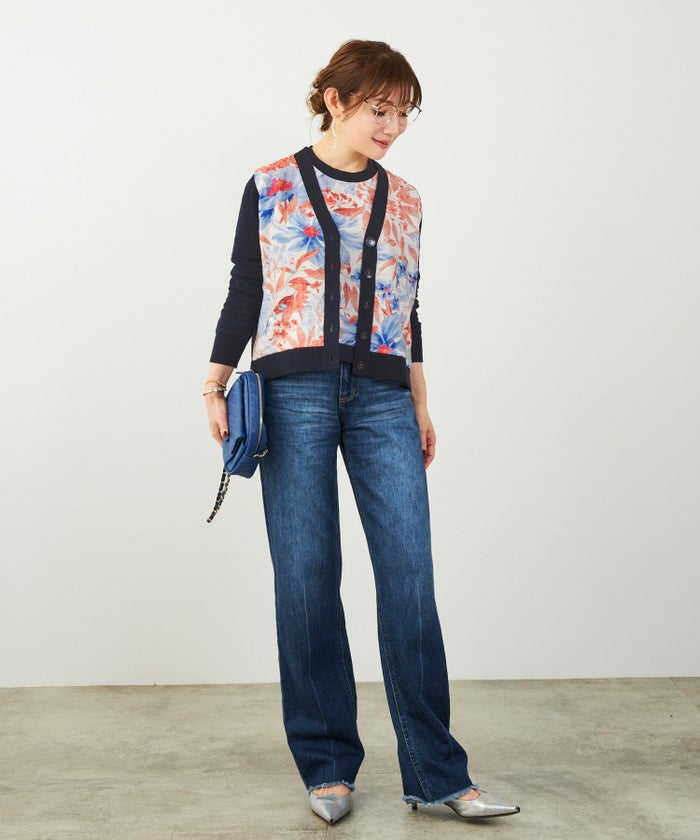 手洗い可 日本製 アンサンブル対応 秋冬春 長袖 可愛い 上品 きれいめ オフィス 柄 フェミニン ジョイントスペース