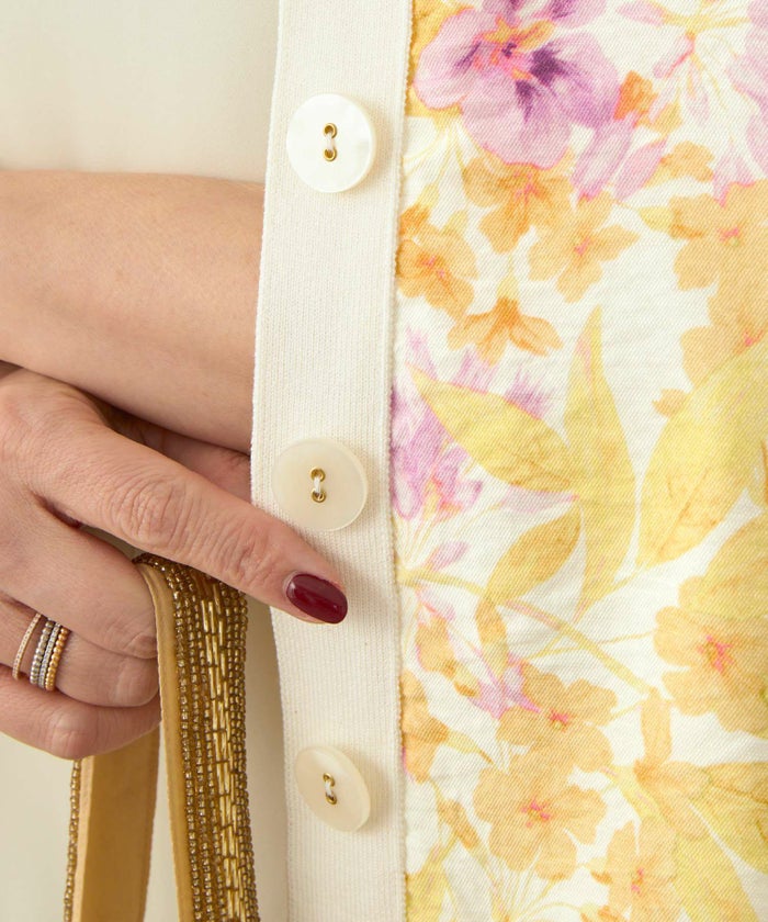 手洗い可 日本製 アンサンブル対応 秋冬春 長袖 可愛い 上品 きれいめ オフィス 柄 フェミニン ジョイントスペース