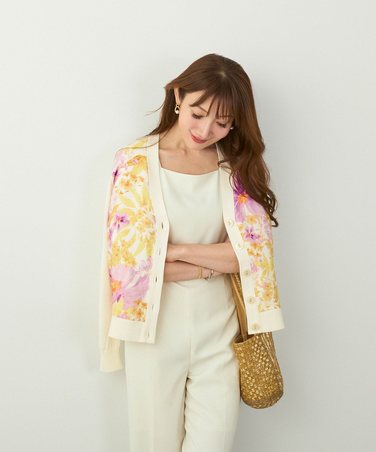 手洗い可 日本製 アンサンブル対応 秋冬春 長袖 可愛い 上品 きれいめ オフィス 柄 フェミニン ジョイントスペース