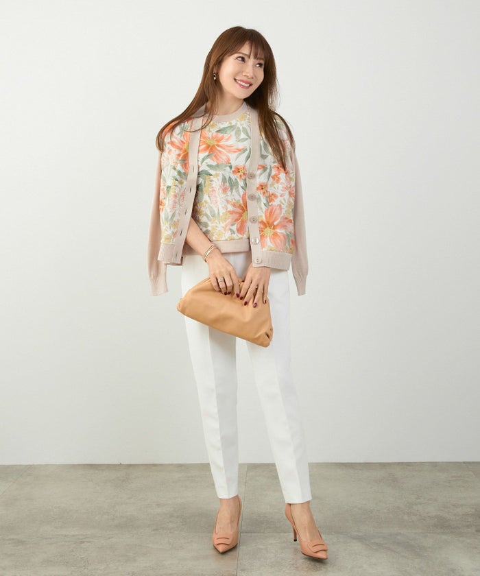 手洗い可 日本製 アンサンブル対応 秋冬春 長袖 可愛い 上品 きれいめ オフィス 柄 フェミニン ジョイントスペース