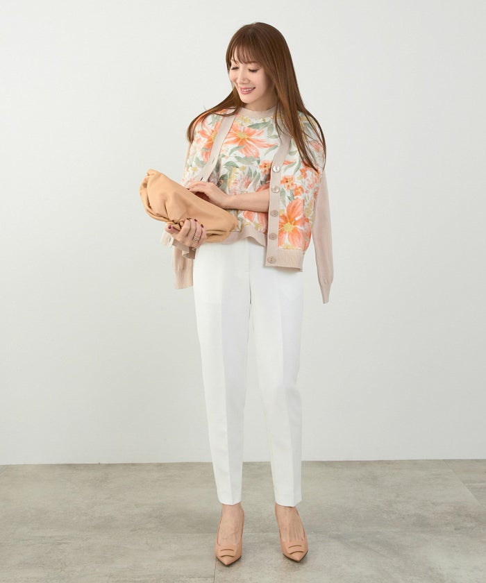 手洗い可 日本製 アンサンブル対応 秋冬春 長袖 可愛い 上品 きれいめ オフィス 柄 フェミニン ジョイントスペース