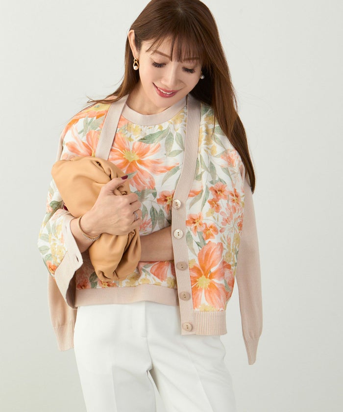 手洗い可 日本製 アンサンブル対応 秋冬春 長袖 可愛い 上品 きれいめ オフィス 柄 フェミニン ジョイントスペース