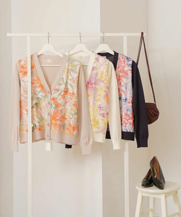 手洗い可 日本製 アンサンブル対応 秋冬春 長袖 可愛い 上品 きれいめ オフィス 柄 フェミニン ジョイントスペース