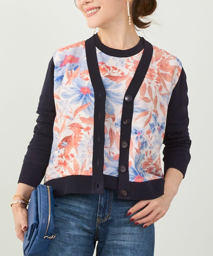 手洗い可 日本製 アンサンブル対応 秋冬春 可愛い 上品 きれいめ オフィス 柄 フェミニン ジョイントスペース