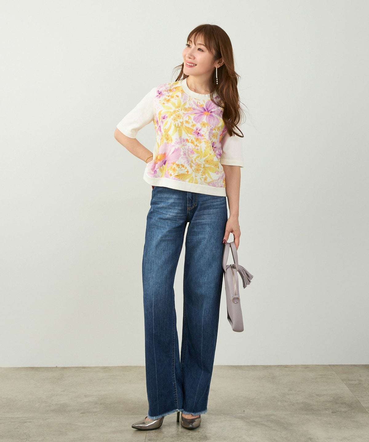 手洗い可 日本製 アンサンブル対応 秋冬春 可愛い 上品 きれいめ オフィス 柄 フェミニン ジョイントスペース