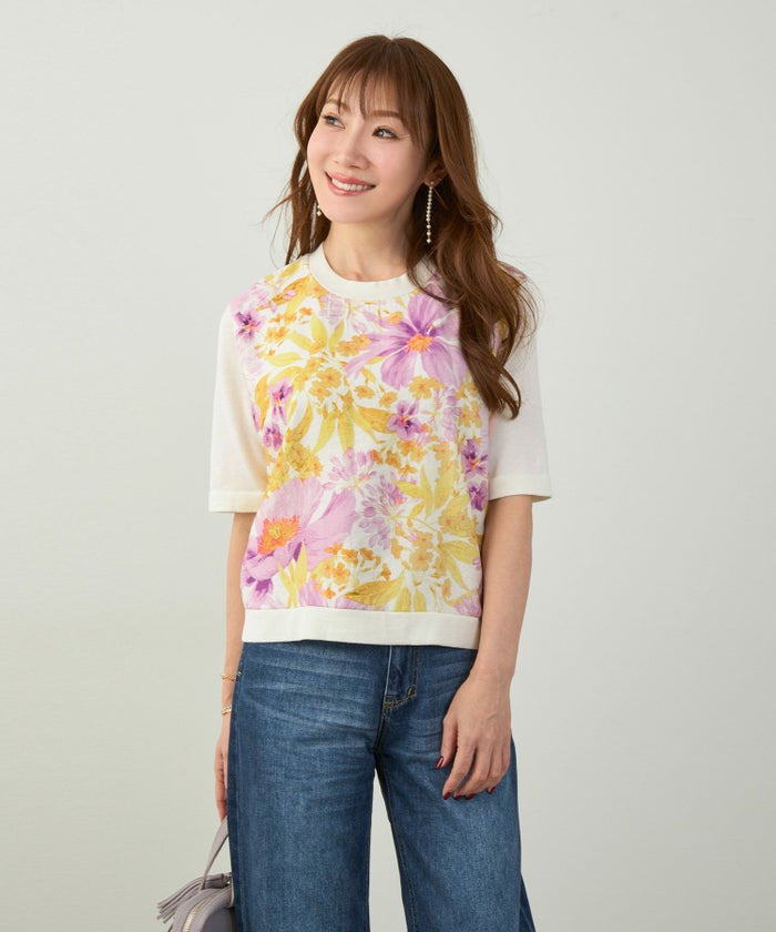 手洗い可 日本製 アンサンブル対応 秋冬春 可愛い 上品 きれいめ オフィス 柄 フェミニン ジョイントスペース