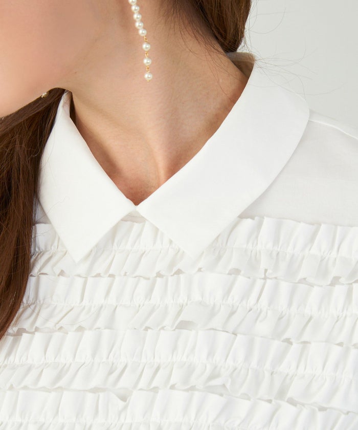 手洗い可 ラウンドヘム スリット パフスリーブ 上品 きれいめ フォーマル オフィス カジュアル フェミニン ジョイントスペース