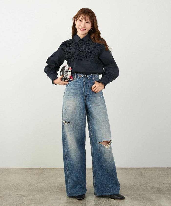 手洗い可 ラウンドヘム スリット パフスリーブ 上品 きれいめ フォーマル オフィス カジュアル フェミニン ジョイントスペース