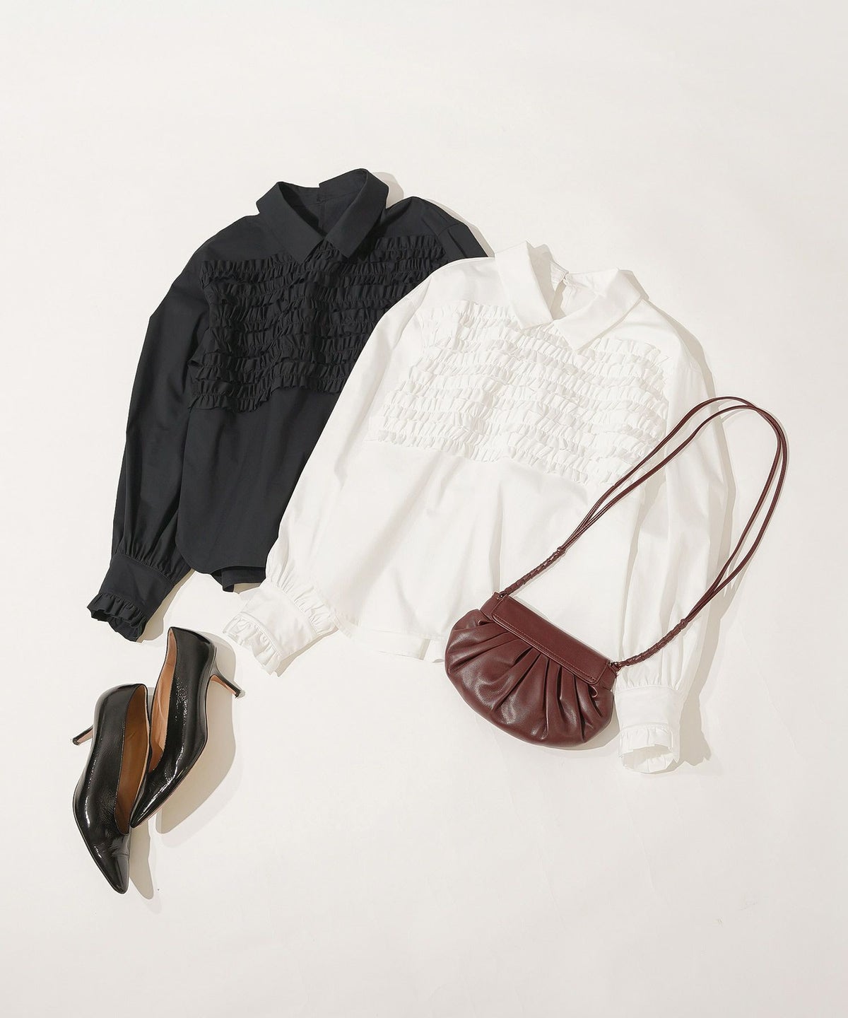 手洗い可 ラウンドヘム スリット パフスリーブ 上品 きれいめ フォーマル オフィス カジュアル フェミニン ジョイントスペース