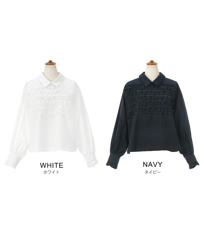 手洗い可 ラウンドヘム スリット パフスリーブ 上品 きれいめ フォーマル オフィス カジュアル フェミニン ジョイントスペース