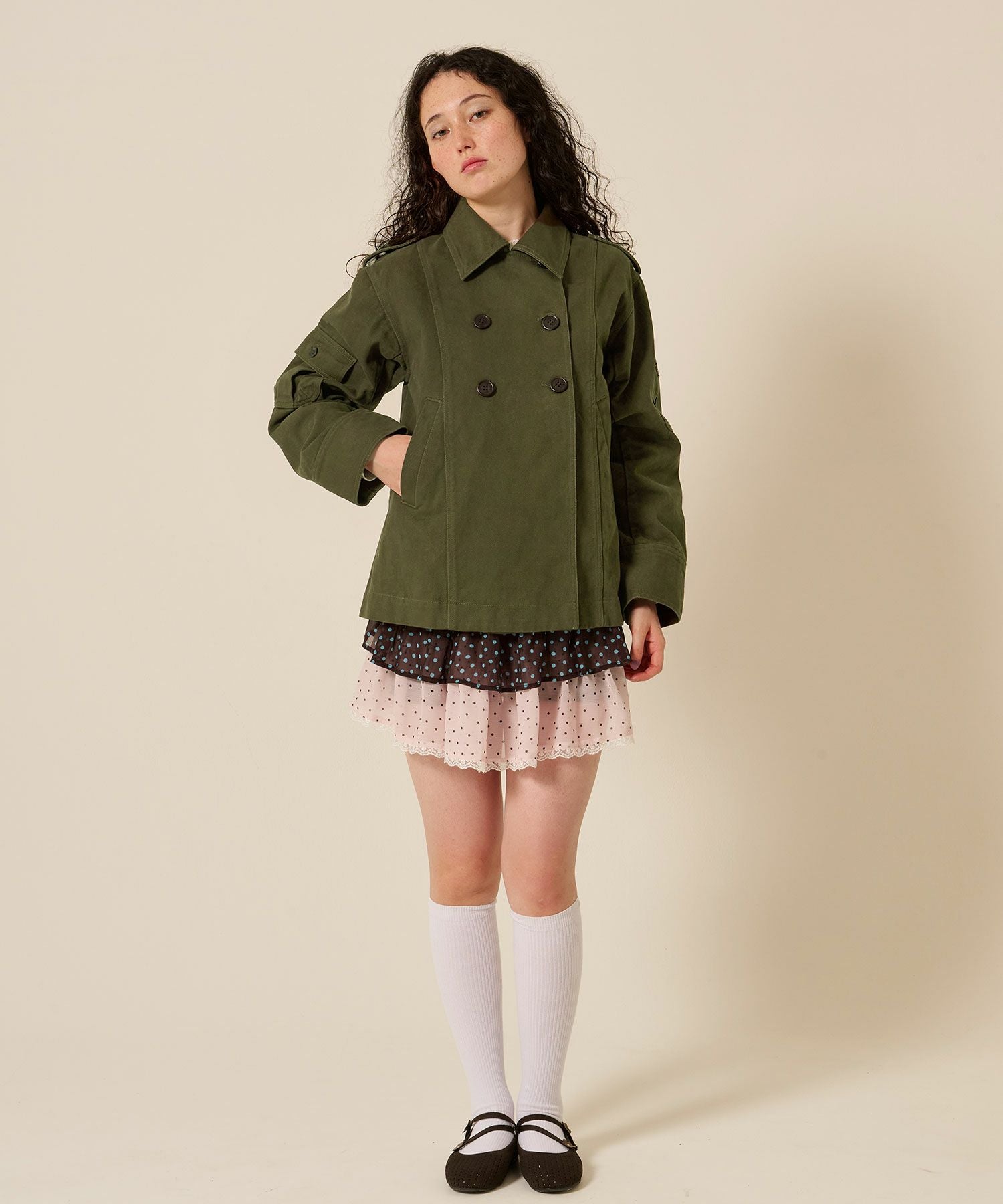 みどり　新品　フェンネル　スコットクラブ購入　スプリングコート　アウター オーバーサイズ スプリングコート TINA：JOJUN 全2色｜tnj111-1218【2