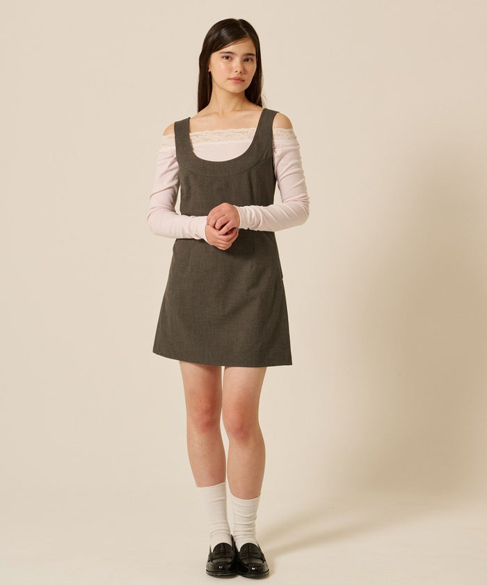 ミニ/ジャンスカ/グレー