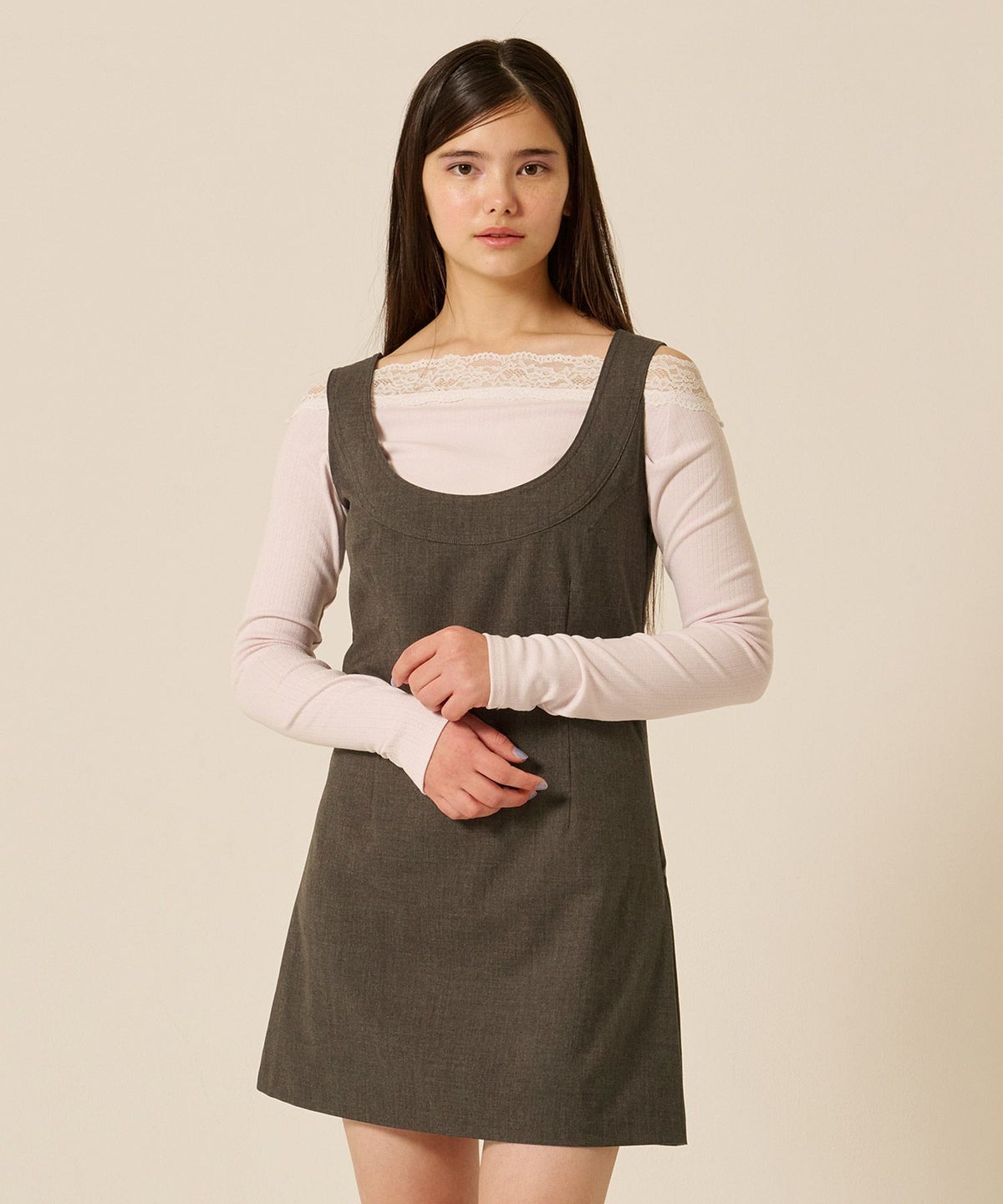 ミニ/ジャンスカ/グレー