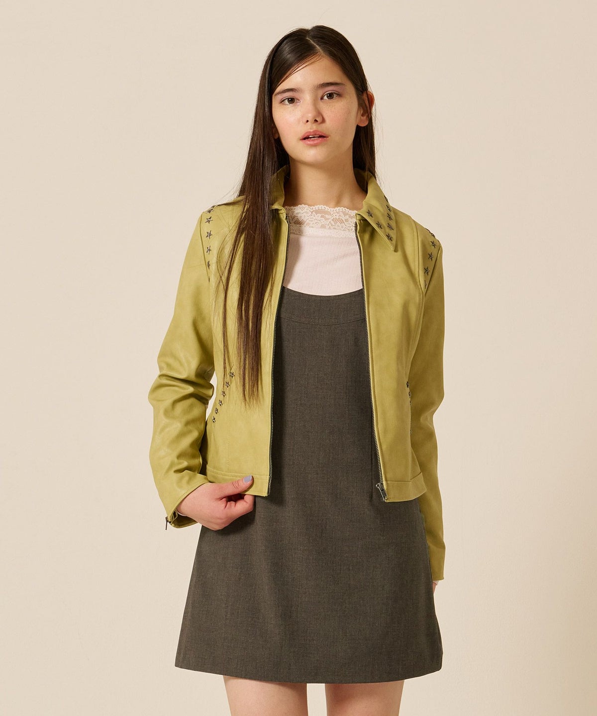 ミニ/ジャンスカ/グレー