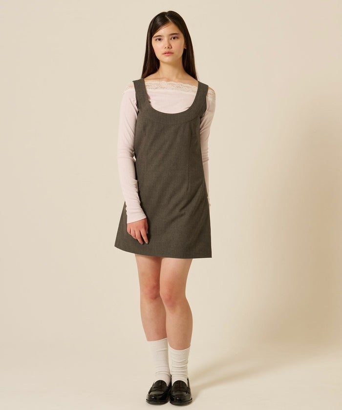 ミニ/ジャンスカ/グレー