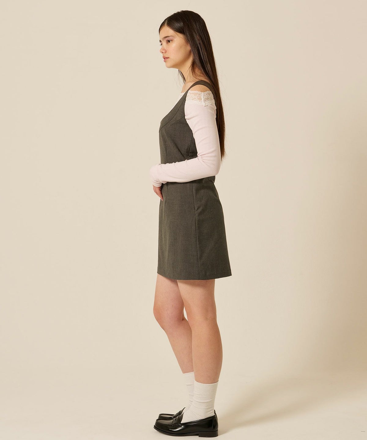 ミニ/ジャンスカ/グレー