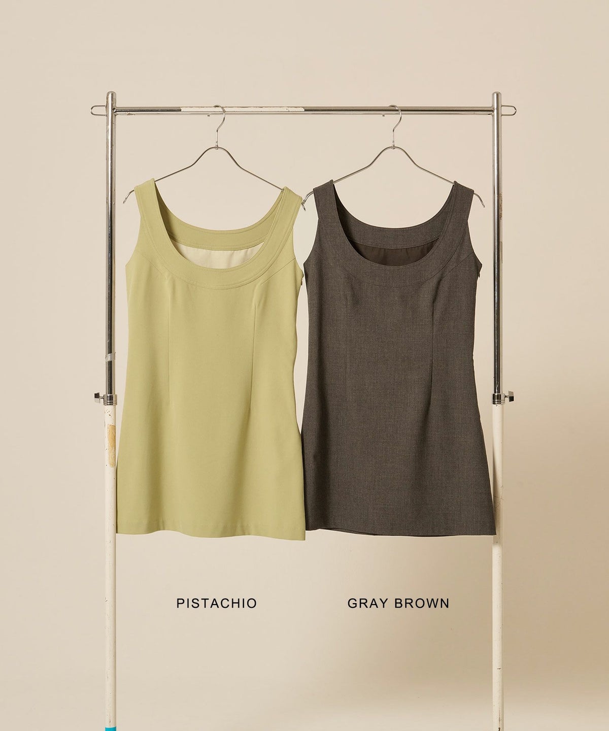 ミニ/ジャンスカ/ピスタチオ/グレー