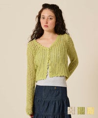 カーディガン/スラブ/グリーン