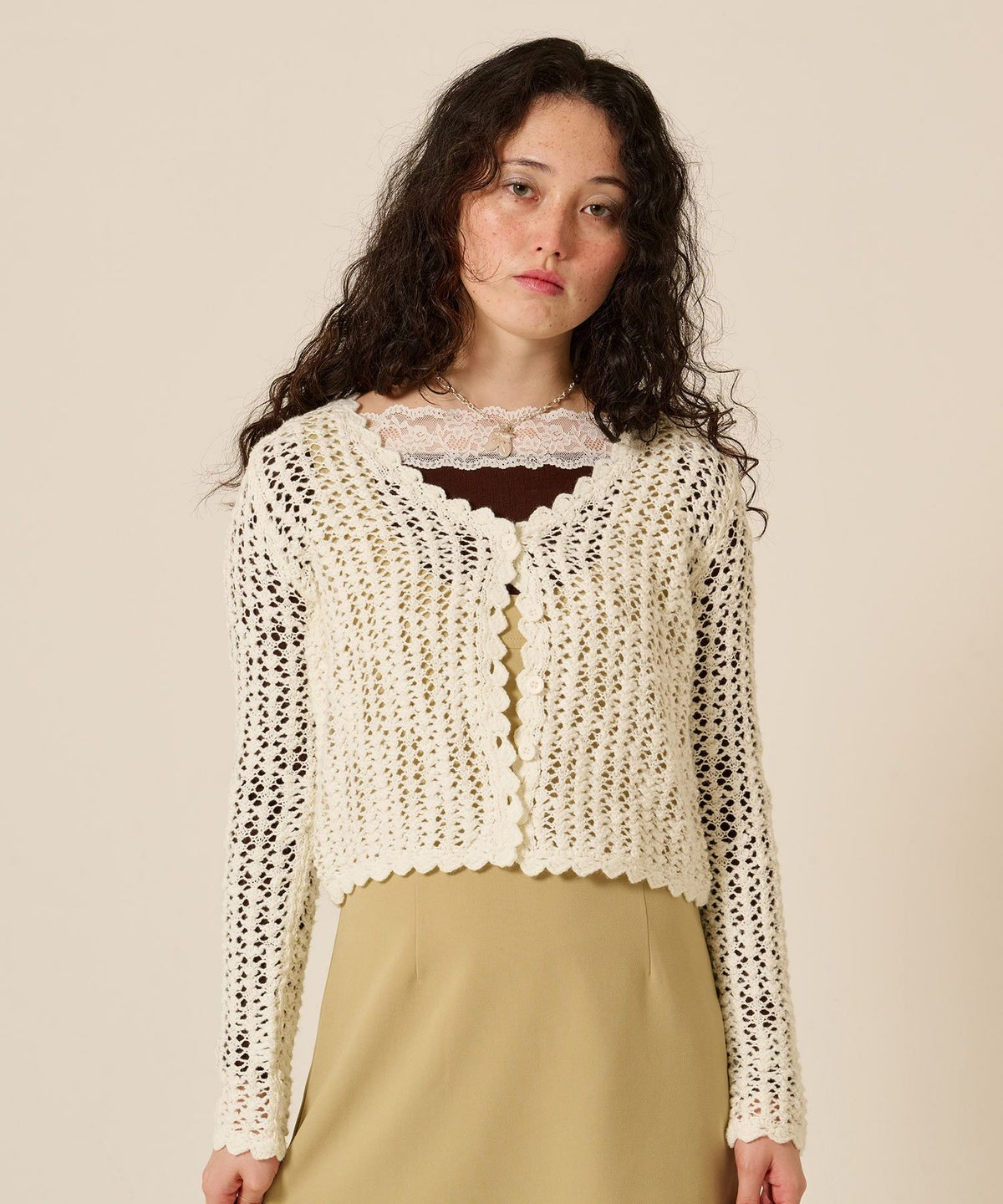 カーディガン/スラブ/アイボリー