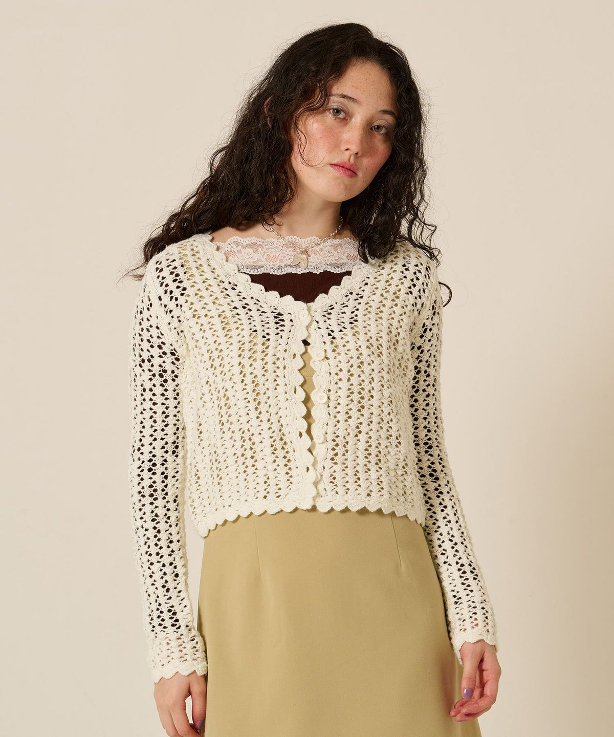 カーディガン/スラブ/アイボリー