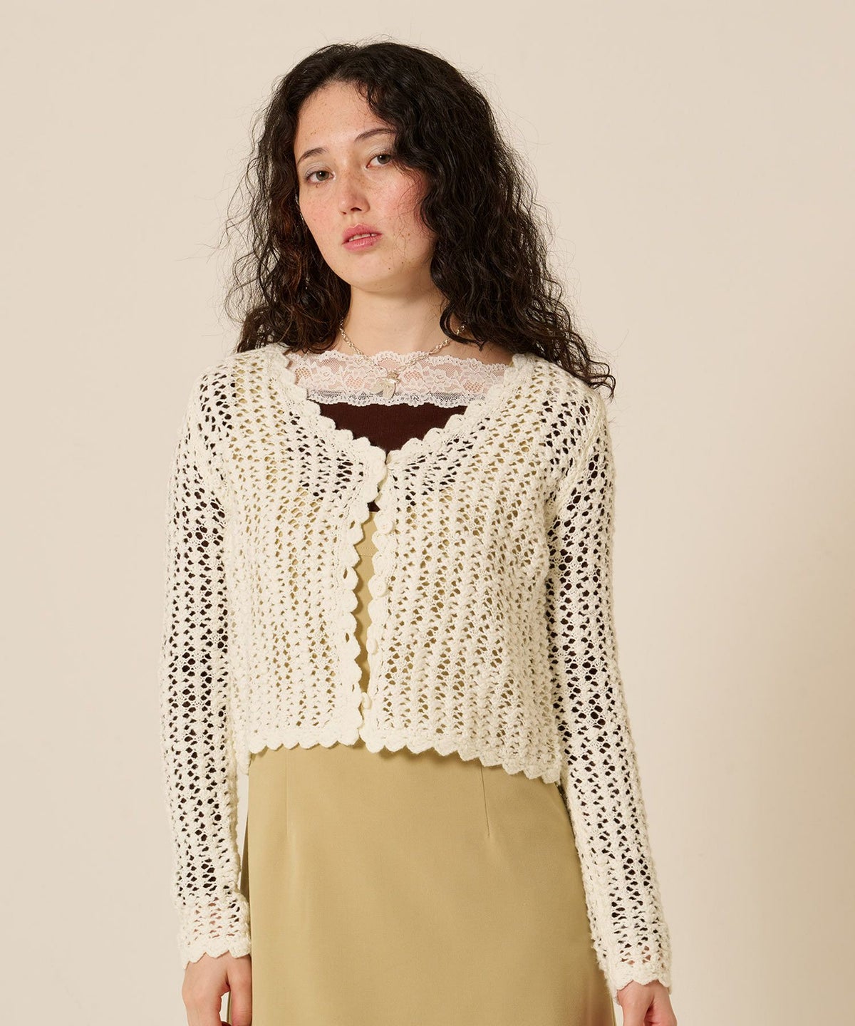 カーディガン/スラブ/アイボリー