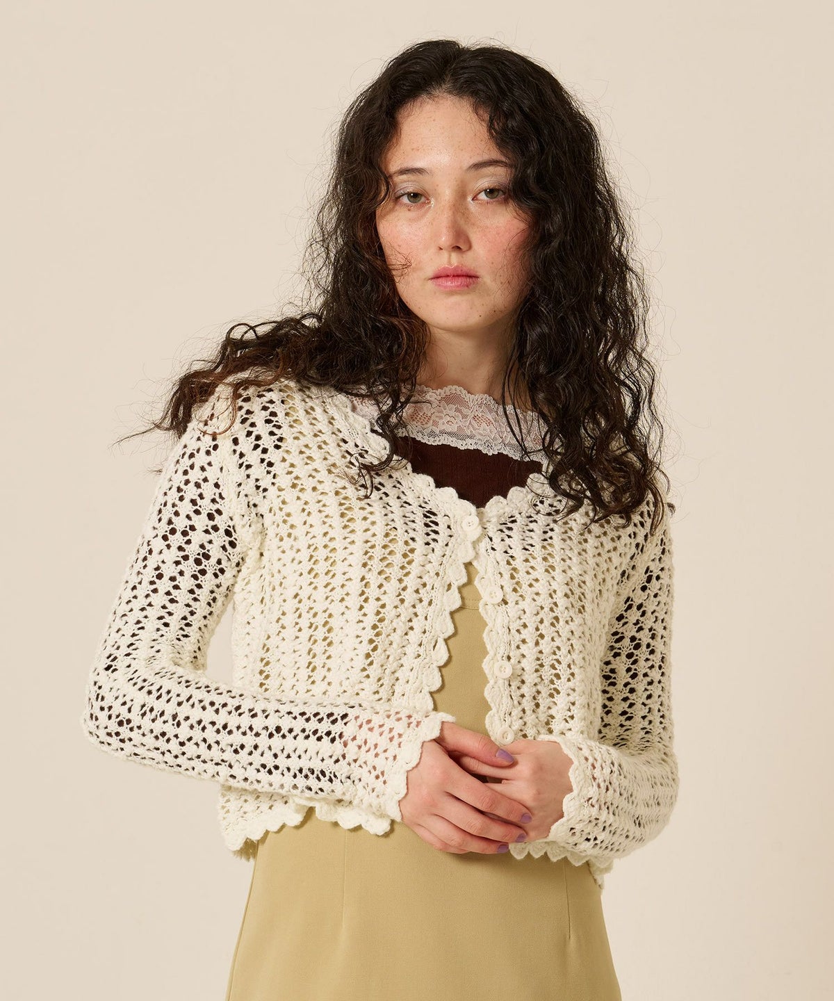 カーディガン/スラブ/アイボリー