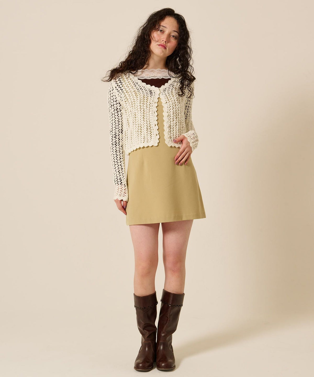 カーディガン/スラブ/アイボリー