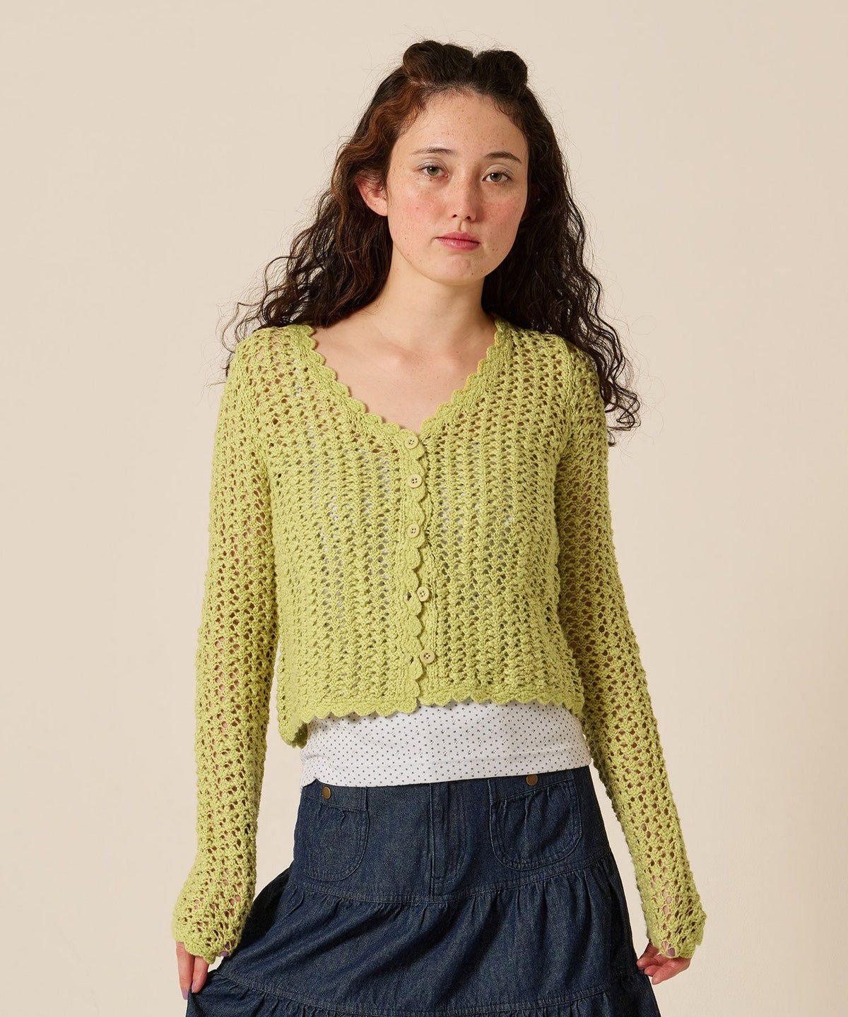 カーディガン/スラブ/グリーン