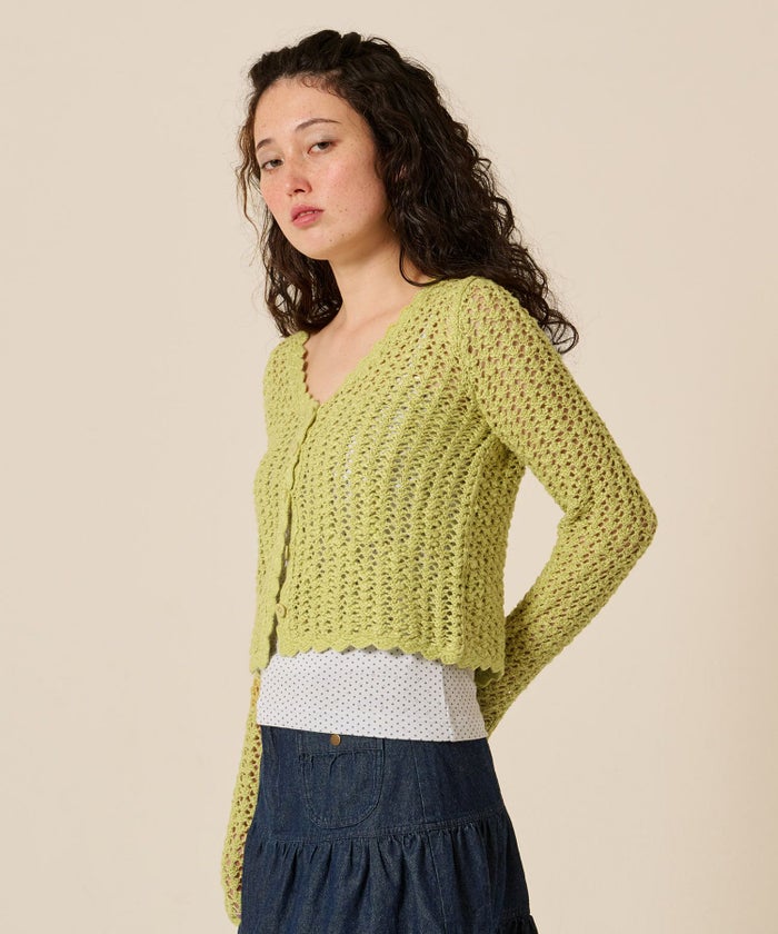 カーディガン/スラブ/グリーン