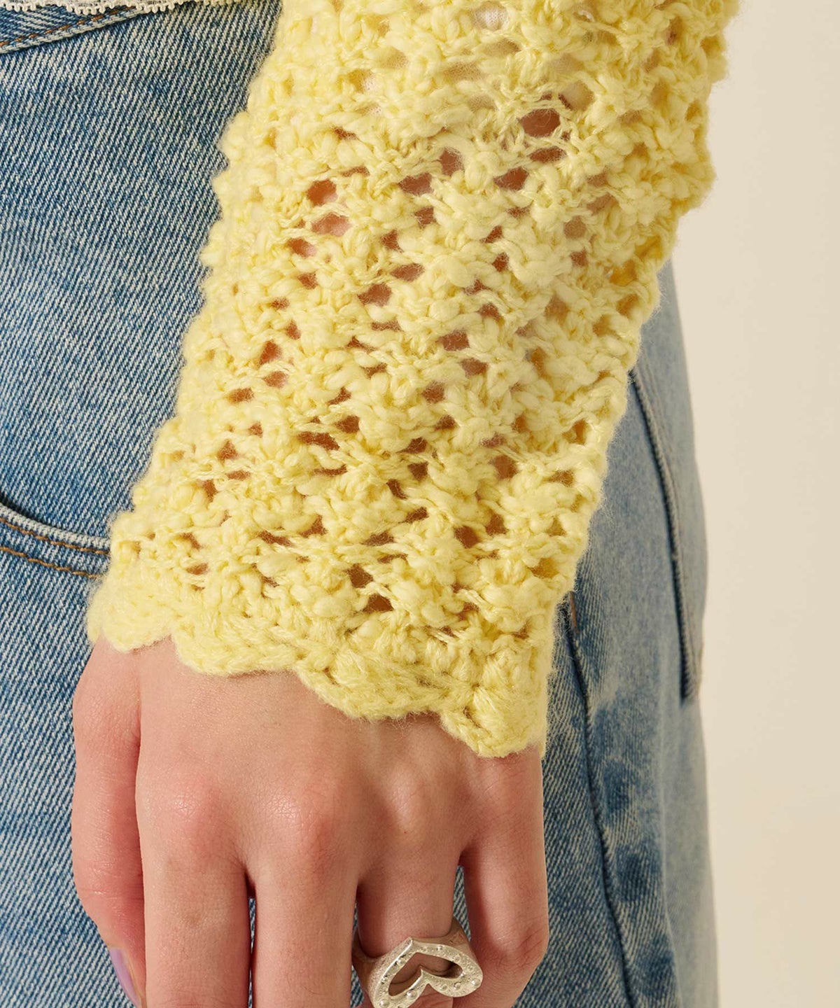 カーディガン/スラブ/イエロー