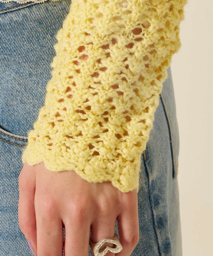 カーディガン/スラブ/イエロー