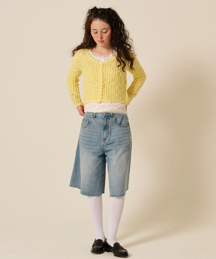 カーディガン/スラブ/イエロー