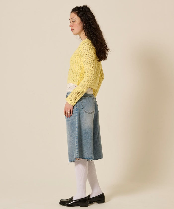 カーディガン/スラブ/イエロー