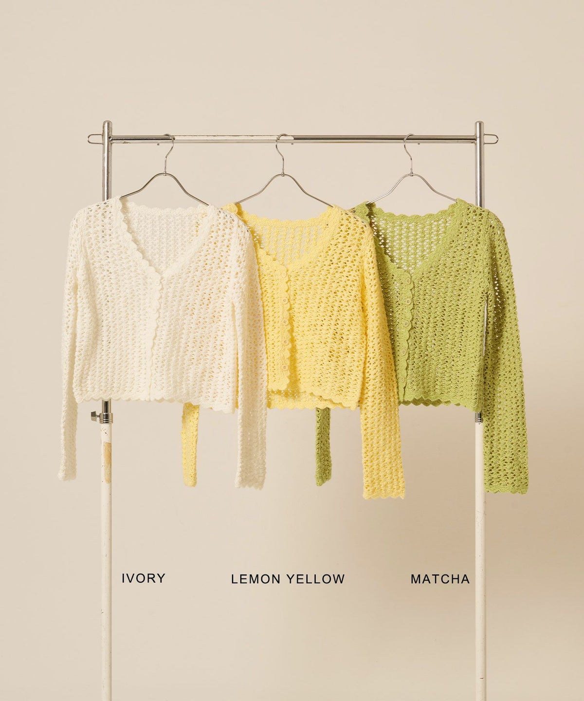 カーディガン/スラブ/グリーン/イエロー/アイボリー