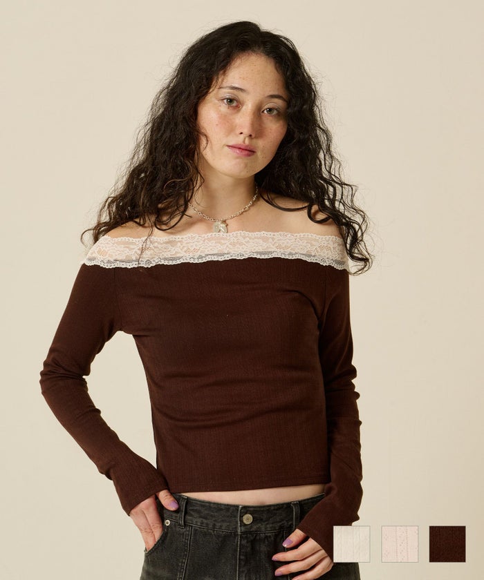 レース/オフショル/ロンT