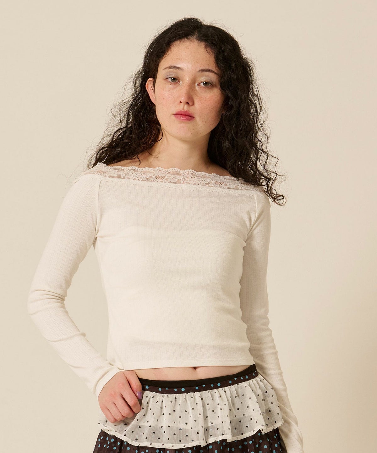 レース/オフショル/ロンT