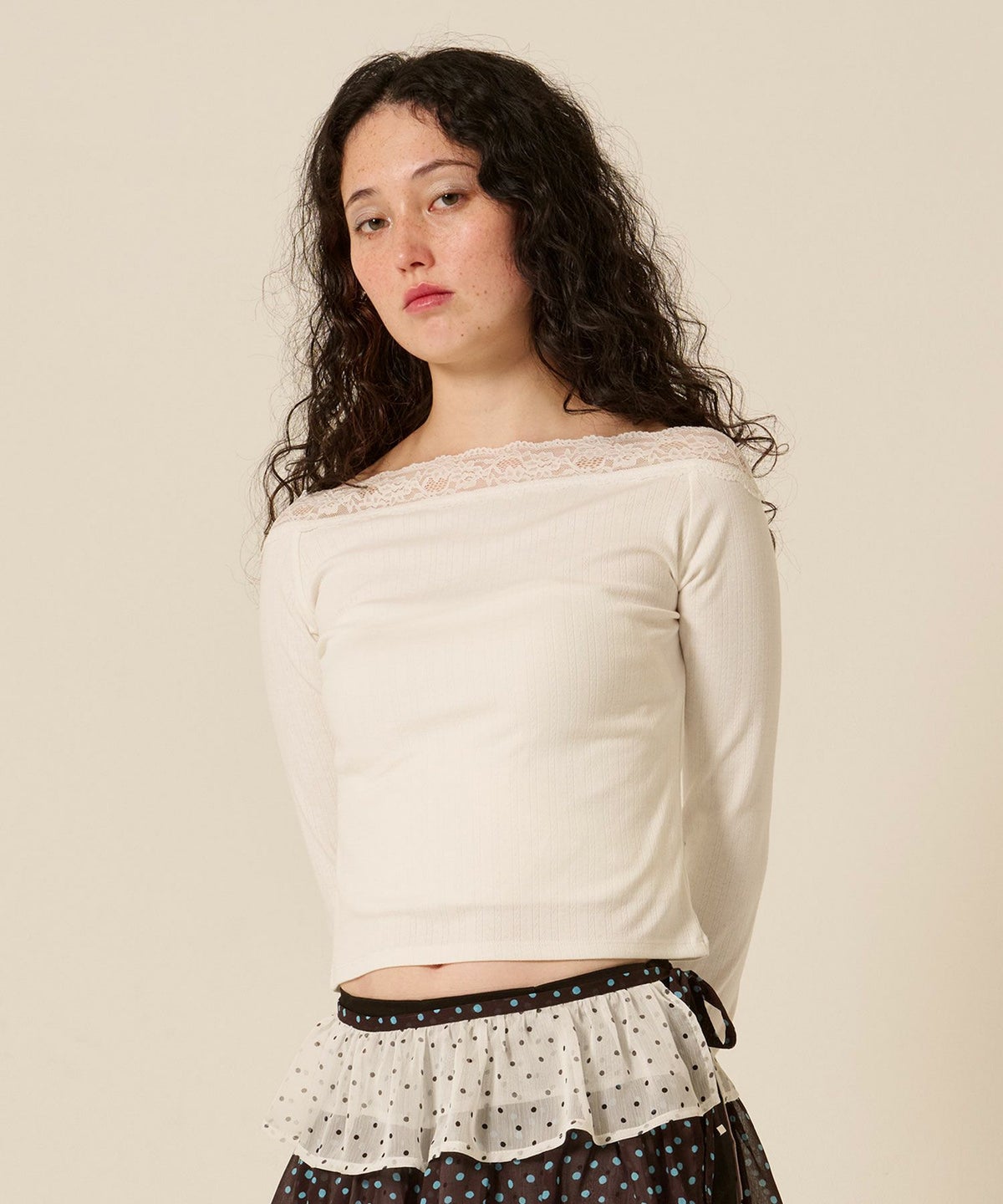 レース/オフショル/ロンT