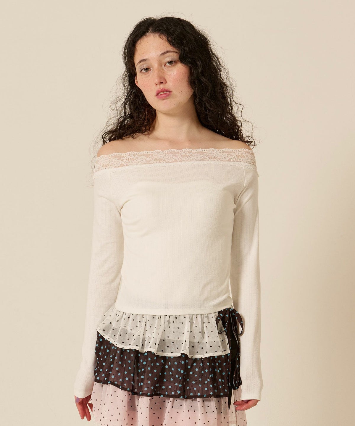 レース/オフショル/ロンT