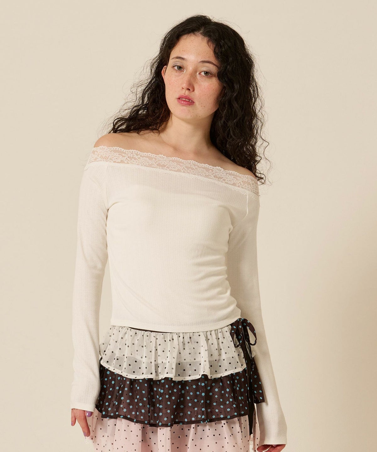 レース/オフショル/ロンT