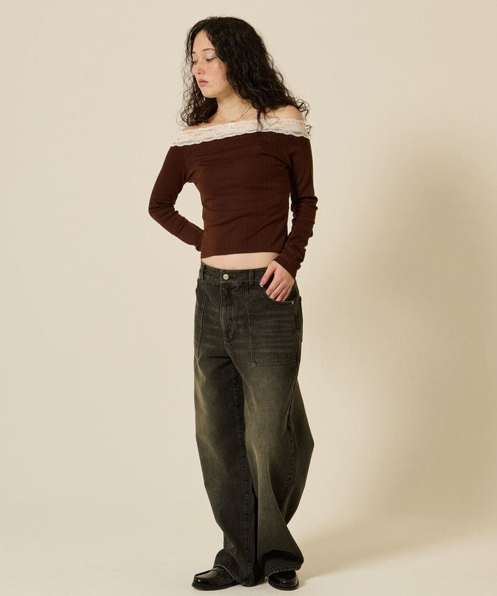 レース/オフショル/ロンT