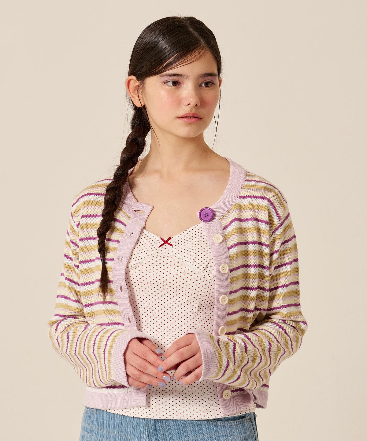 ハートネック/ ドット/キャミソール/リボン