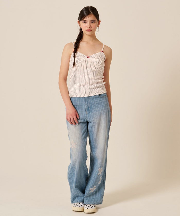 ハートネック/ ドット/キャミソール/リボン