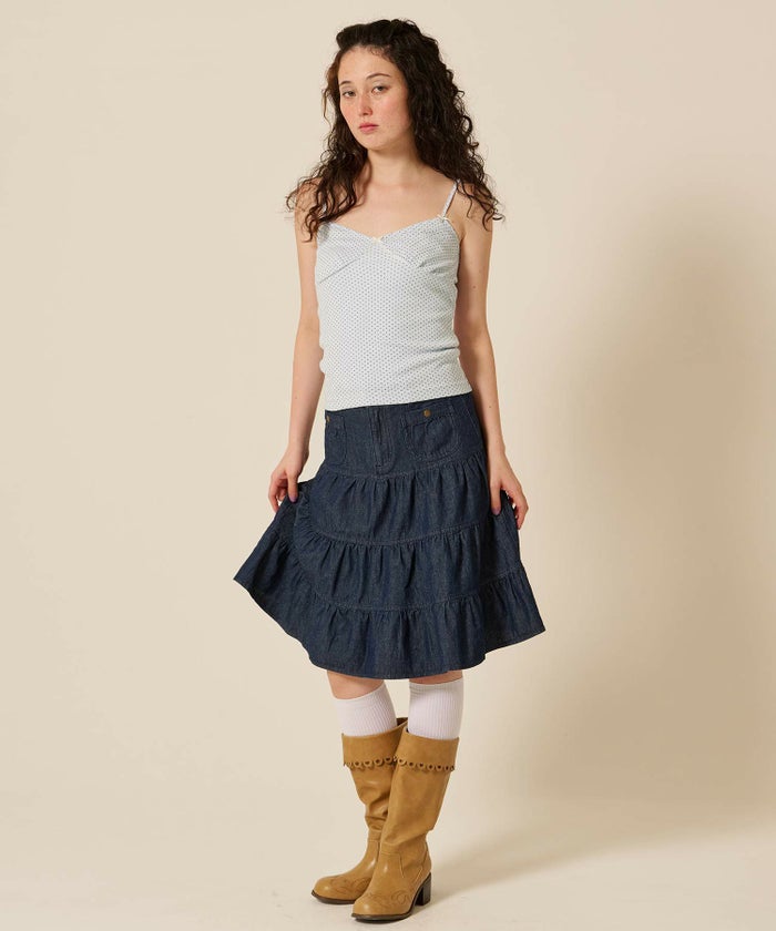 ハートネック/ ドット/キャミソール/リボン