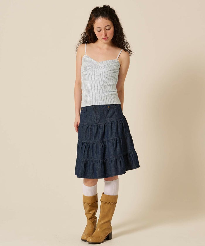 ハートネック/ ドット/キャミソール/リボン