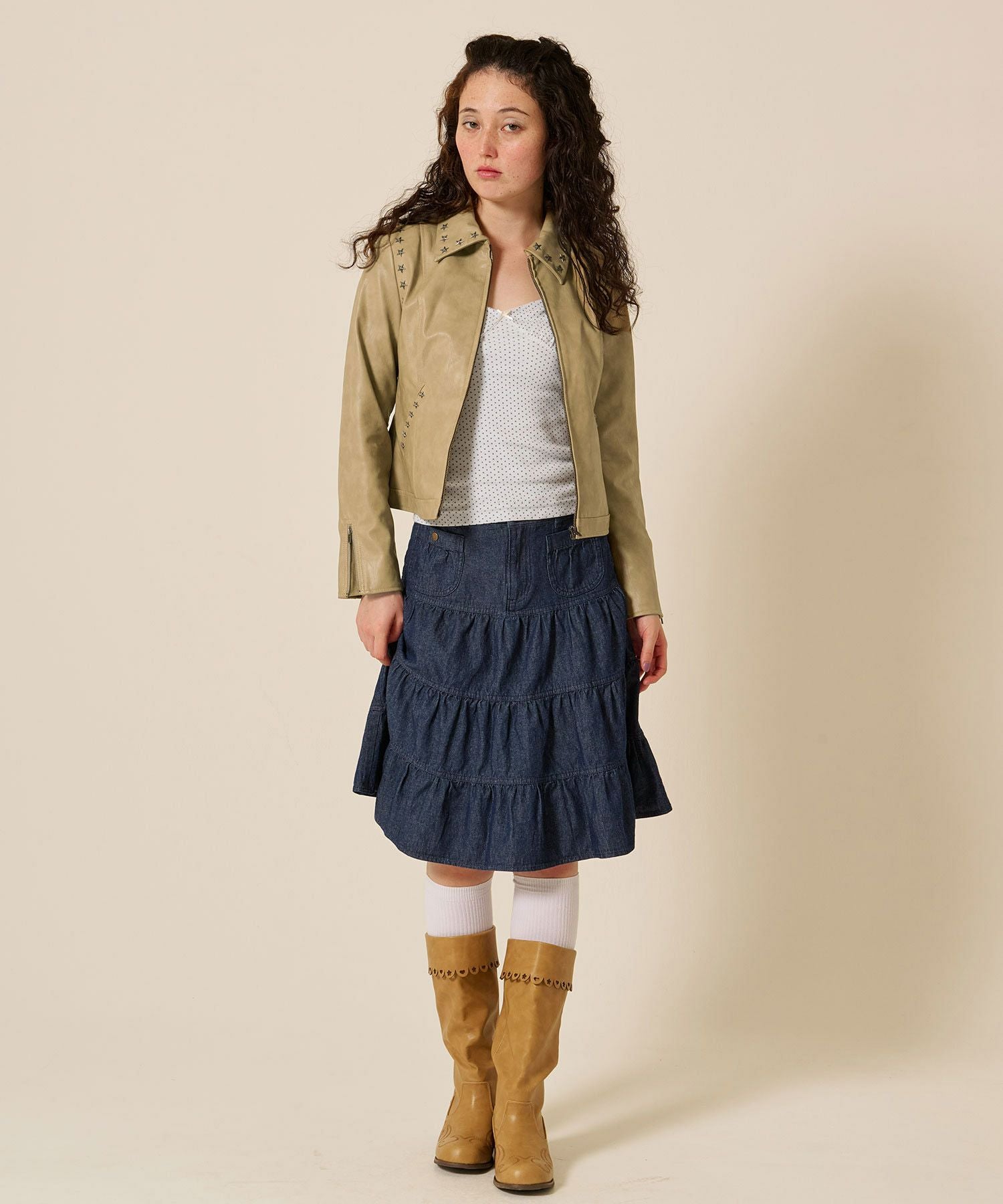 ティアード ミディ丈 フレアスカート TINA：JOJUN 全2色｜tnj611-1222