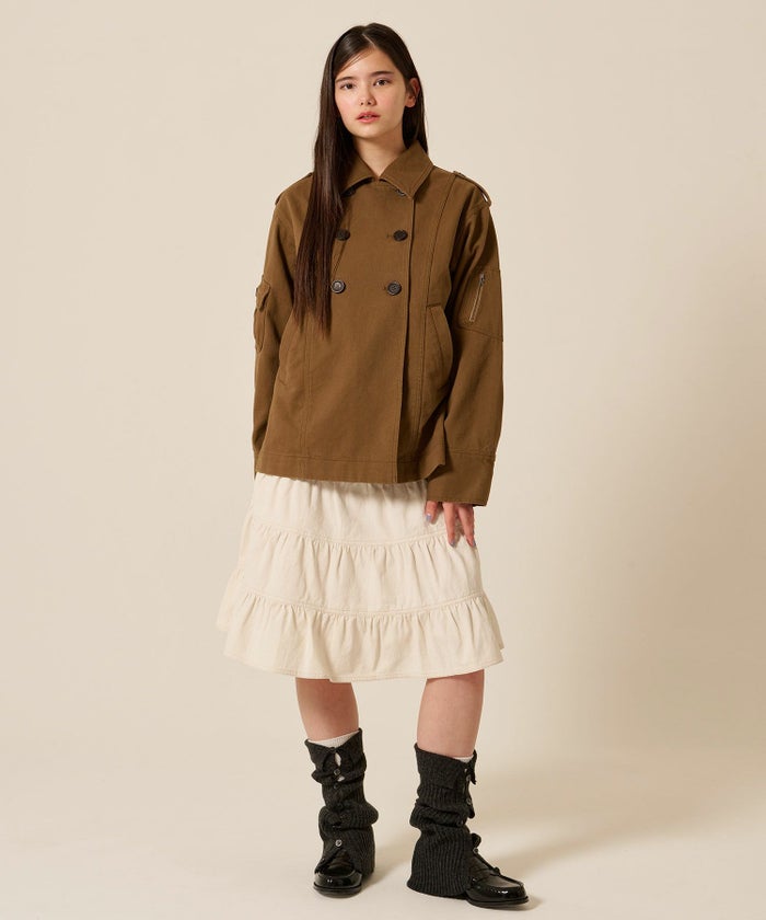 ティアー/ ミディ丈/フレア/スカート/ホワイト