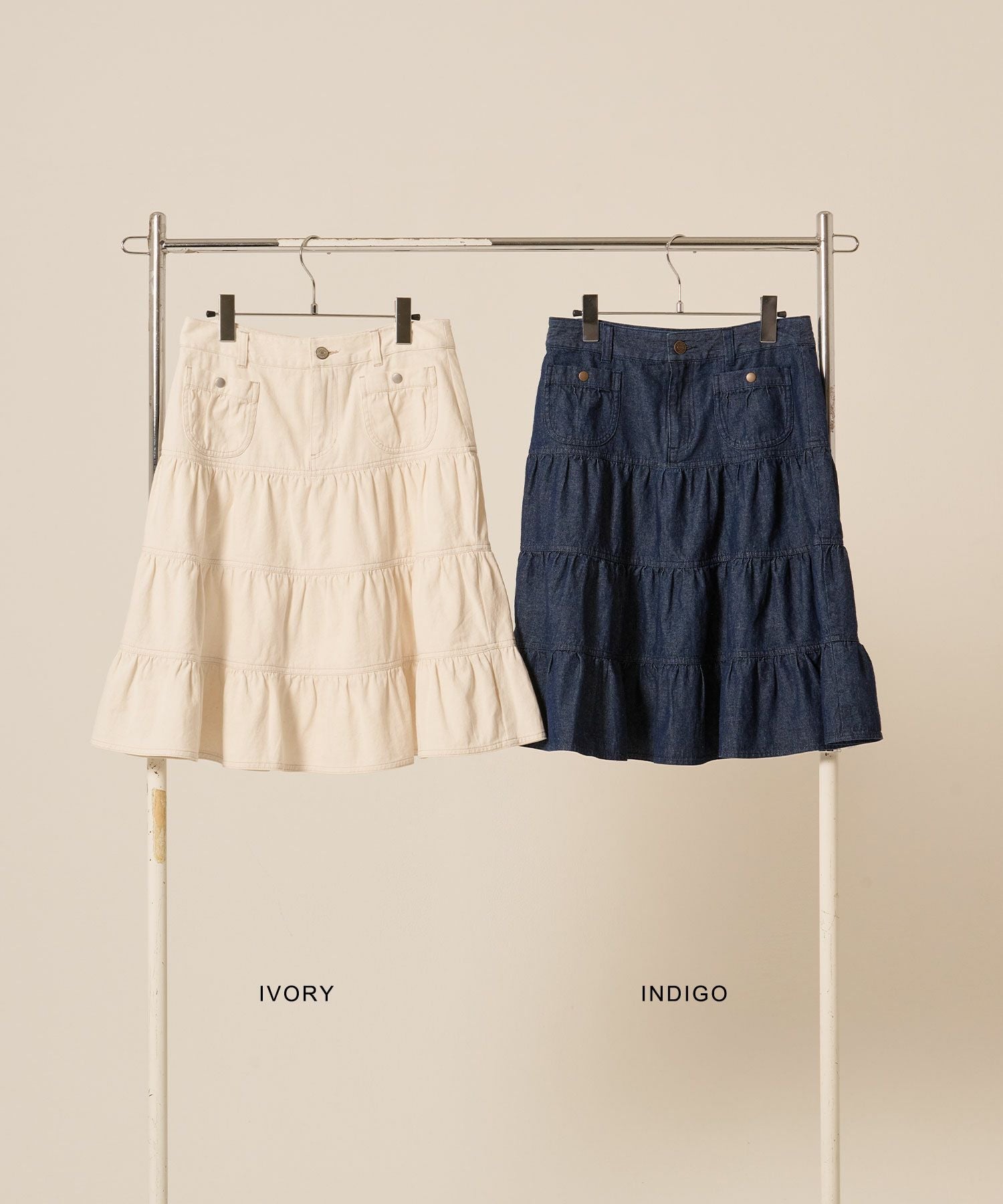 2点まとめてのみ　theredthread 即完♡ インナーセット　スカート 5/下旬頃発送予定！ティアード ミディ丈 フレアスカート TINA：JOJUN